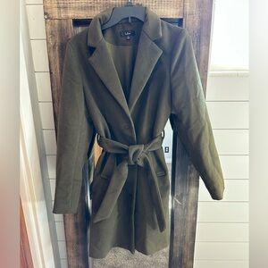 Lulus Olive Green Belted Coat NWT Long Jacket Size Small